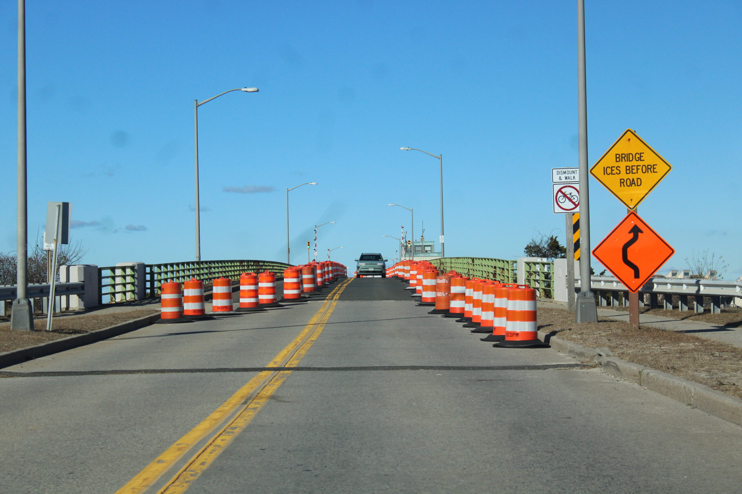 The single-lane setup on the Smith Point Bridge in November (Credit - Matt Meduri)